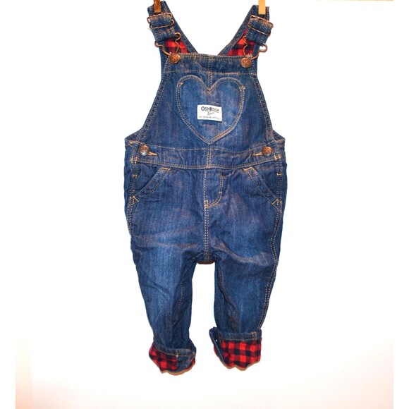 Vintage Overalls Osh Kosh Heart and Flannel Lining - Picture 3 of 6